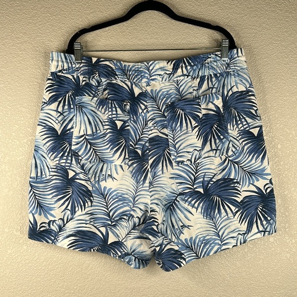 Talbots Blue & White Tropical Hawaiian Linen Blend Summer Vacation Shorts XL - Picture 4 of 6